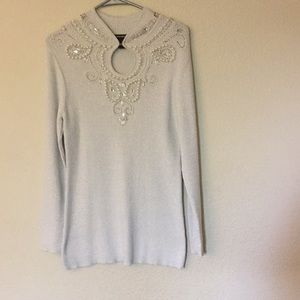 Lauren Michelle Silver Pearl Sweater Cardigan Kint